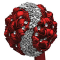 XINNI Brooch Bridal Wedding Bouquet Bride Bridesmaids Satin Rose Flower Bouquet with Meteor Shower Shape Rhinestone for Wedding Dark Red - color: Dark Red