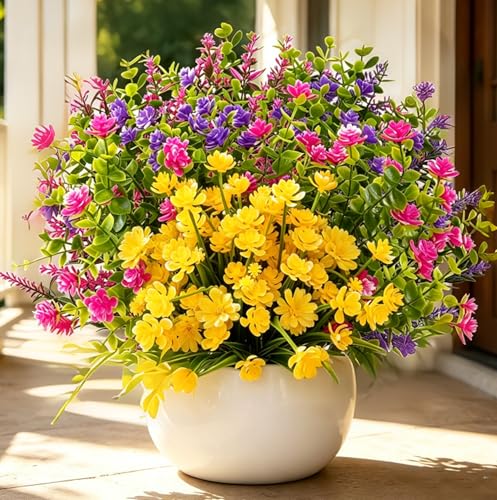 20 Bundles Artificial Flowers for Outdoors Fake Flowers UV Resistant No Fade Faux Plastic Greenery Plants for Garden Patio Porch Window Box Home Indoor Farmhouse Hanging Planter Décor - color: 11pcs