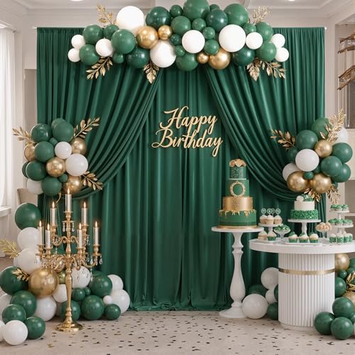 10x8 ft Wrinkle Free Hunter Green Backdrop Curtains for Parties, Thick Fabric Emerald Photo Backdrop Drapes Panels for Weddings Birthday Party Photography Background - color: Hunter Green, size: 10ftx8ft