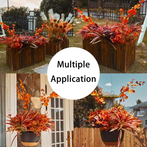 PARTY JOY 15 Bunches Artificial Fall Flowers Faux Fake Orchid Autumn Plants Flowers for Outdoors Thanksgiving Autumn Decor Decorations for Home - color: Orchid
