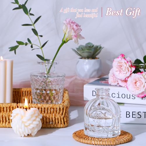 UPBUD Clear Glass Bud Vases Set of 5, Mini Flower Vase for Centerpieces, Small Clear Vases in Bulk for Wedding Decorations, Vintage Vase for Table, Recepetion, Home Décor - color: Standard-clear, size: 5pcs