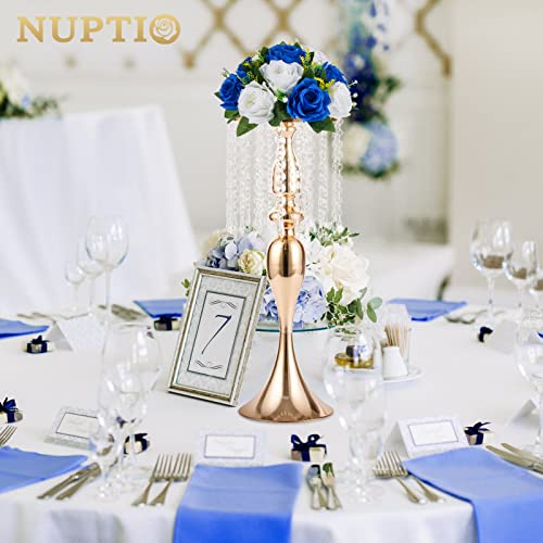 NUPTIO Flower Balls for Wedding Centerpieces - 6 Pcs 9.5 inch Diameter Fake Flower Ball Arrangement Bouquet Party Centerpieces for Tables - Royal Blue Rose Bouquet Centerpiece Flowers for Table | 6 Pcs for Wedding Party Table Centerpiece - Artificial Flow