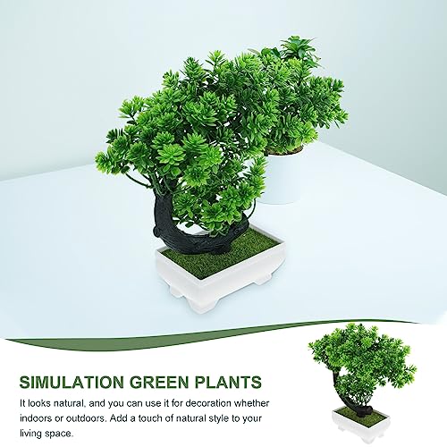 GANAZONO Small Artificial Plants for Home Decor Indoor Mini Artificial Bonsai Tree Japanese Fake Plants for Bedroom Aesthetic - color: Green