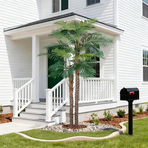 8FT Artificial Palm Tree for Outdoor, UV-Resistant Large Silk Artificial Plants Outdoor Indoor, Realistic Tropical Fake Palm Tree Decor for Poolside Patio Home Living Room - size: 8ft