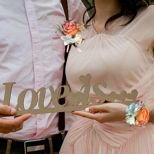 Corsage and Boutonniere Set Corsage Wistlet Terracotta Corsage Wrist Artificial Flower Perfert for Proms | Weddings for Bride,Bridesmaids, Groom,Groomsmen Decor (Terracotta) - color: Terracotta