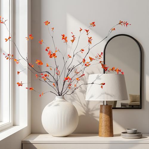 Artificial Ficus Branches 47.2" Artificial Eucalyptus Stems Fake Ficus Branches Faux Plants Greenery Leaves Filler Vase for Home Decor Green Twig Leaf Office Wedding Decoration 4PCS Orange - color: 47.2"orange 4pcs