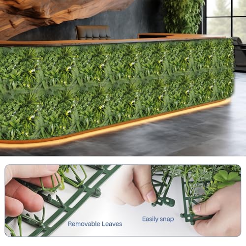 ECOOPTS 20"x20" Faux Ivy Privacy Fence Screen Artificial Boxwood Panels Topiary Hedge Plants for Indoor Outdoor Decoration, #15 Mixed Leaves, 6 Packs - color: #15 Mixed Leaves, size: 20"x20"