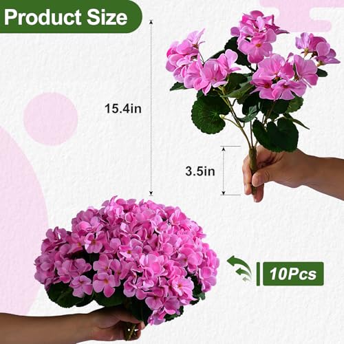 Artificial Crabapple Flowers for Outdoor 10 Pcs Artificial Chinese Flower Fake Flowers with Stems Silk Realistic Floral Arrangement for Front Door Porch Planter Patio Balcony (Pink) - color: Pink