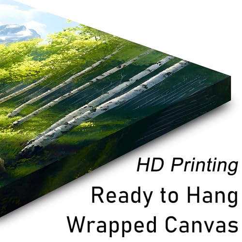 SSNEEKNDG Green Forest Large Wall Art for Living Room Tree Pictures Landscape Mountain Artwork for Bedroom Office Kitchen Canvas Prints 20"x40" - size: 20"L x 40"W