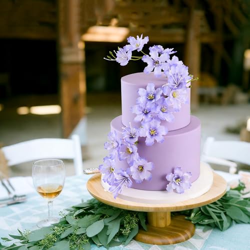 14PCS Artificial Cherry Blossom Cake Toppers Light Purple Cherry Flowers Cake Ornament for Floral Birthday Cake Decors Wedding Bridal Shower Mother's Day Party Artificial Flower Decoration Supplie - color: Light Purple