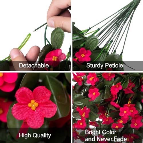 Artificial Flowers for Outdoor Decoration, 2 PCS Fake Silk Hotpink Daisy, Long VinesOrchid, UV Resistant Faux Flower Realistic for Home Porch Patio Balcony Window Planter Pot - color: Hotpink