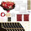 Thiccywoov Valentine Glitter Roses Bouquet (exclude Rose & Glue) DIY Roses with Glitter Powder Flower Wrapping Paper Letter Stickers Bags for Mothers Day Birthday Wedding Graduation Xmas Gifts(Red) - color: Red