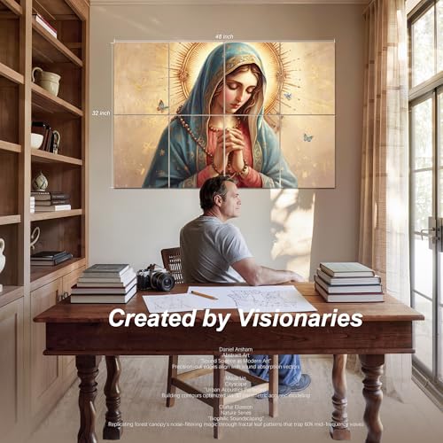 Mollywell Art Acoustic Panels, 48x32 in, Our Lady of the Rosary | Self-Adhesive, Reduces Echo, Sound Absorbing, Modern Art Wall Decor, Living Room, Studio, Bedroom, Office - color: Our Lady of the Rosary, size: 8 Pack Art