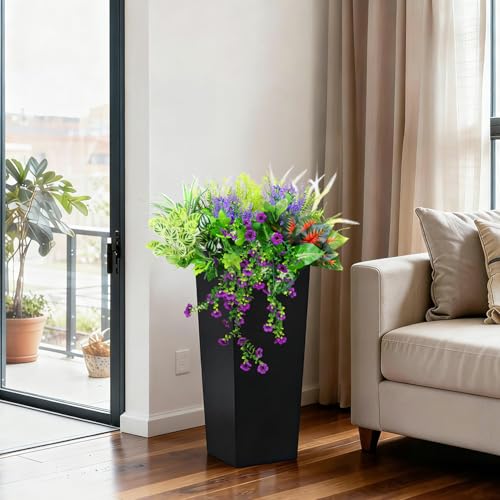 Artificial Plants Outdoor UV Resistant, 14 Bundles Faux Greenery Flower for Outdoor Planters, Realistic Fake Plant, Artificial Planter Fillers for Front Porch, Window Boxes, Patio, Garden Decor - color: Green 801