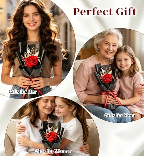 Preserved Flowers Bouquet,Flowers For Delivery,Red Rose Bouquets,Birthday Flowers Gifts For Women Mom Grandma Wife Friends,Real Roses Gift From Daughter Valentine’S Day Mothers Day Anniversary - color: Red, size: Rose Bouquet