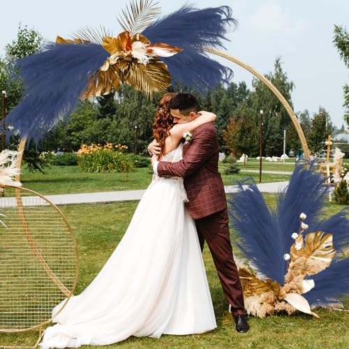 obbsie 35" Faux Pampas Grass Decor, 8pcs Large Tall Fluffy Artificial Pompous Grass Branches Floral Fake Pompas Grass Bulrush Floor Vase Filler Flower Arrangement for Home Wedding Boho Decor - Blue - color: Blue, size: 8 PCS