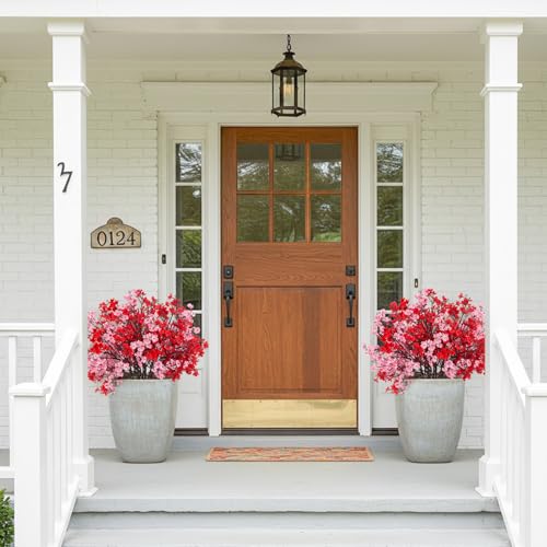 8Pcs Babys Breath Fake Artificial Flowers, Real Touch Red Pink Mix and Match Plants Silk Flowers for Vase Home Office Wedding Indoor Outdoor Centerpiece Table Mother's Day Decoration - color: Mixing, size: 8 Bundles