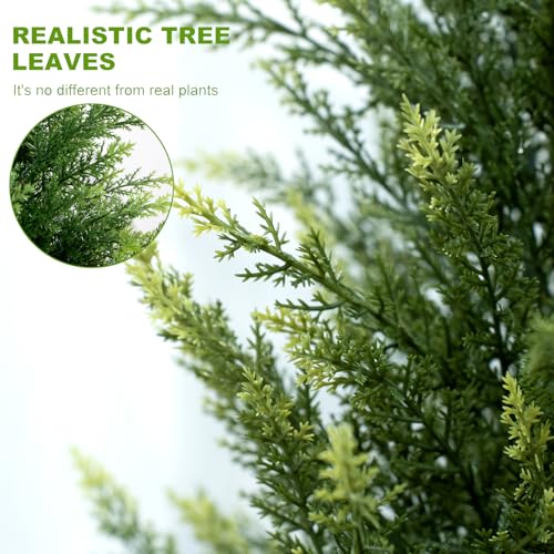 3 ft Artificial Cedar Topiary Trees Set of 2 Front Porch | Compact 3FT, Realistic Faux Cedar, Stable Base, No Watering Needed, for Porch Patio Garden Entryway Home Office - color: Green, size: 3FT