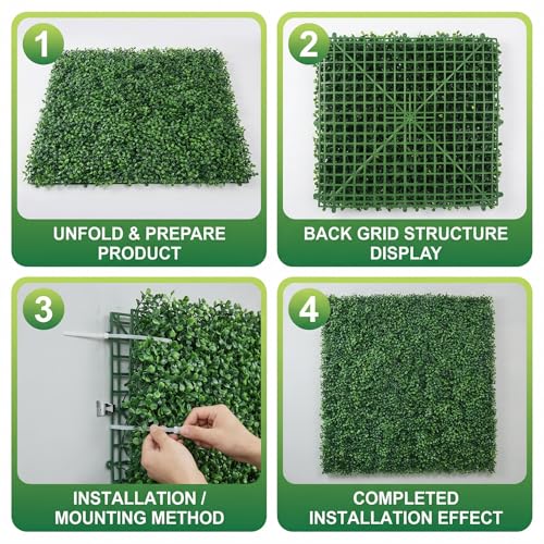 Artificial Grass Wall Panels,40"x40"Fake Flower Grass Backdrop,UV-Anti Fake Greenery Plant Boxwood Panels,Green Wall Decor for Outdoor Indoor Patio Garden Backyard Balcony Privacy Screen - size: 40x40