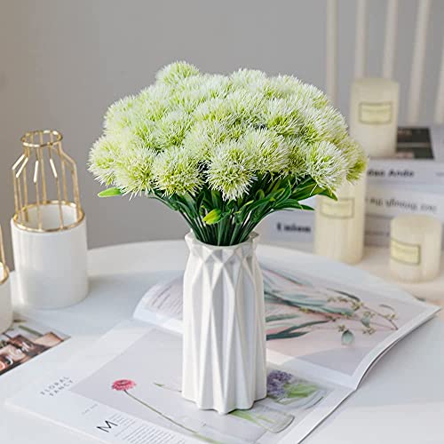 Fake Dandelion Flowers (White 10 Pcs), Artificial Plants Plastic Shrubs Bushes Decor Faux Stems Outdoor Indoor Home Garden Party Wedding DIY Planting Filler Decoration - color: Dandelions White/ 10 Pcs