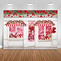 Valentines Photography Backdrop 7x5ft Valentines Shop Red Rose White Wall Photo Background Flowers Shop Wedding Bridal Shower Banner Photo Booth Props
