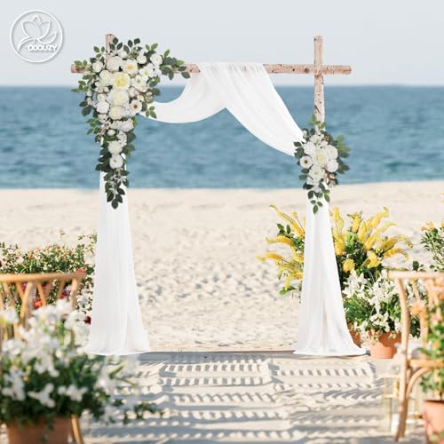 Odouzy Wedding Arch Flowers,Artificial Flower Arch Decor,2pcs Artificial Flower Arrangement for Wedding Decor Reception Backdrop Floral Decorations (White) - color: White