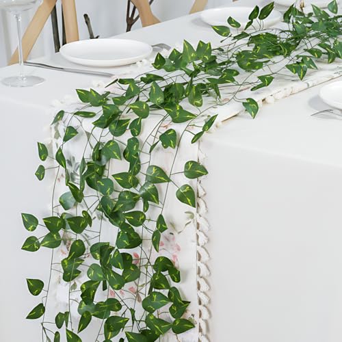 suddus Fake Vines for Room Decor 3 Pack 99 ft Aesthetic Artificial Plant Pothos Garland Hanging Greenery Leaves Decoration for Home Bedroom Wall Wedding Party Indoor Outdoor - color: Pothos, size: Fake Vines-3 Pack