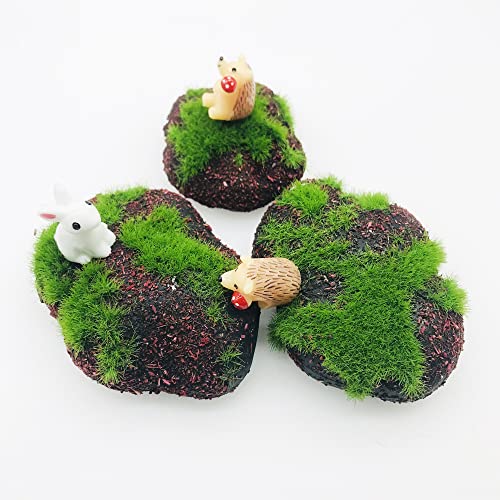 Woohome 38 PCS Artificial Moss Rocks Decorative Faux Green Moss Covered Stones, 30 PCS Green Moss Balls and 8 PCS Fake Red Brick Moss Decor for Floral Arrangements, Fairy Gardens and Crafting - color: 38pcs Red