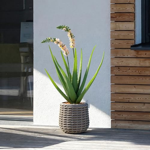 2.5ft Artificial Agave Plants, Fake Aloe Vera Plant with 13 Leaves in Brown Pot, Large Faux Floor Plant for Home Office Hotel Bedroom Patio Balcony or Garden Indoor Decor - size: 30"