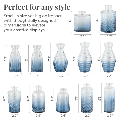 BEAHOT Bud Vase in Bulk - Flower Vases for Wedding Decorations, Glass Vase for Table Decorations, Small Vase for Home, Mother's Day, Centerpieces, Party, Office (32pack,Blue) - color: Blue