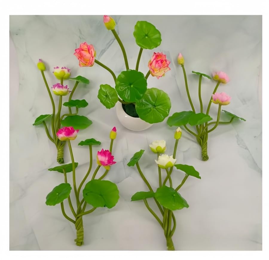 Artificial Flower Water Lily,Silk Plants Floating Flowers,Plastic Flowers Lotus Flowers,Realistic Fake Flowers Lotus Decor Used for Fish Tank Decoration Home Decor (3, Champagne Powder) - color: Champagne Powder