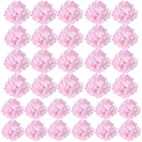 HinyoCo 32 Pcs Silk Hydrangea Artificial Flowers Hydrangea Heads No Stems, Used for Home Wedding Party Decoration (Light Pink) - color: Light Pink