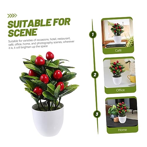 Lifelike Artificial Fruit Tree for Tabletop Decoration Realistic Potted Plant Cherry Fruits for Adornment and Vibrant Faux Bonsai