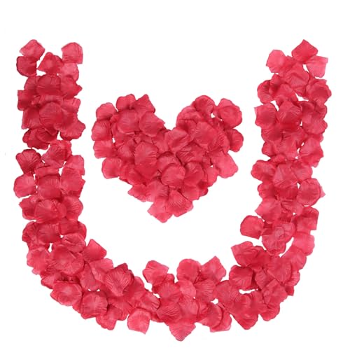 Grever 1000 Pieces Mother's Day Artificial Silk Rose Petals Faux Red Flowers for Wedding Valentines Proposal Anniversary and Romantic Party Decoration (Dark Red) - color: Dark Red