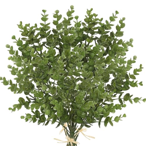 5 Stems Artificial Fall Greenery – 14.6" Eucalyptus Leaf Stems for Autumn Floral Arrangements, Thanksgiving Centerpieces, Fall Decor Bouquets, Olive Green - color: Eucalyptus - Olive Green