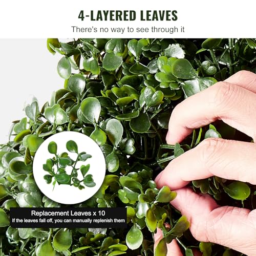 VEVOR Artificial Boxwood Topiary Tree, 60 inch Tall (2 Pieces), Spiral Faux Topiary Trees, Faux Plant w/Extra Leaves & Pot & Small Decoration, UV Rated Greenery Set for Home Decor Indoor/Outdoor - size: 5ft