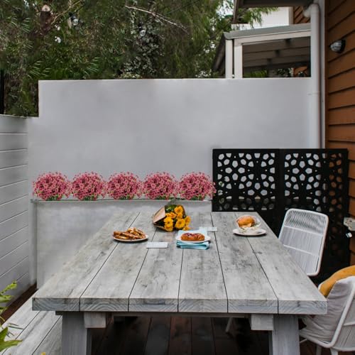 LikSoor 21 Bundles Artificial Outdoor UV Resistant Flowers No Fade Fake Outside Flowers Plastic Greenery Faux Shrubs Garden Porch Window Box Home Decoration (Wine Red) - color: Wine Red