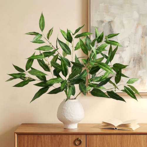Faux Eucalyptus Stems Eucalyptus Leaves 3Pcs, 31.5",Green | Greenery Stems Fake Leaves Fake Plants Artificial Plants Indoor Silk Greenery Applicable to Indoor Home Decor Farmhouse Decor - color: Green-laj3