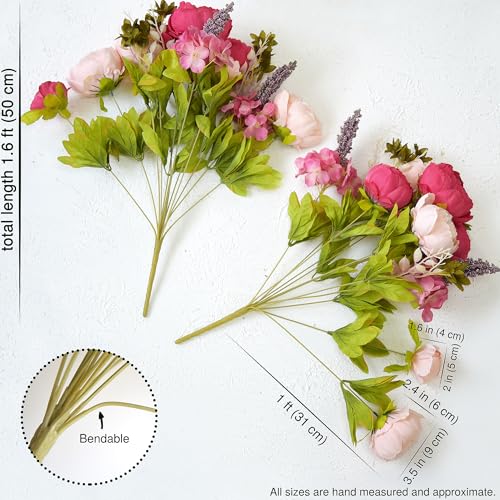 FiveSeasonStuff Vintage Artificial Peonies Silk Peony Flowers and Hydrangeas for Wedding Bridal Home Décor – Beautiful Floral Centerpiece Arrangement Decoration with 2 Bouquets (Mixed Pink) - color: Mixed Pink