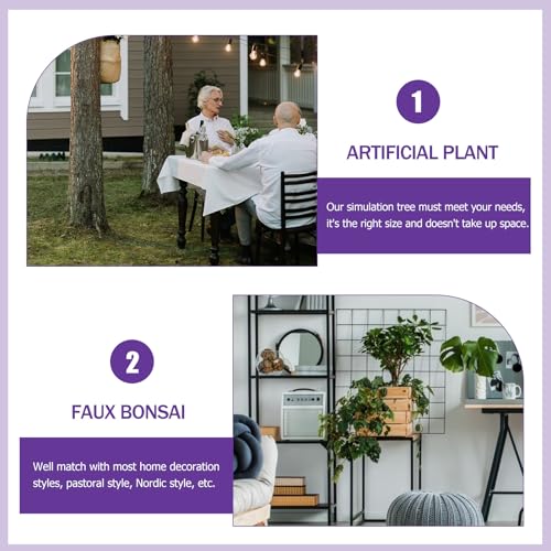 Artificial Bonsai Pine Tree Faux Potted Plant Purple Simulation Bonsai Desktop Ornament Home Decoration for Office and Living Room