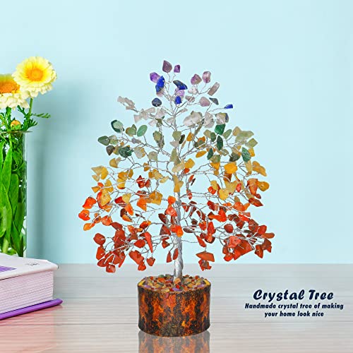Chakra Tree - Crystal Tree for Positive Energy - Charkas Crystals - Spiritual Decor - Chakra Tree of Life Decor - Spiritual Things - Chakra Stones - Feng Shui Crystals and Stones - color: 7 Chakra Silver Wire, size: 10 Inch