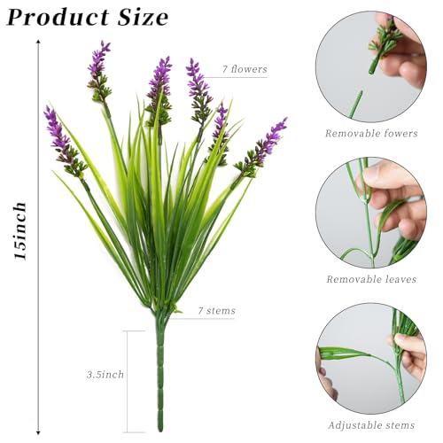 12 Bundles Artificial Plants, Outdoor Fake Spring Grass with Flowers for Pot UV Resistant Garden Decor for Garden Patio Hanging Planter Pathway Front Porch ，Red - color: Red