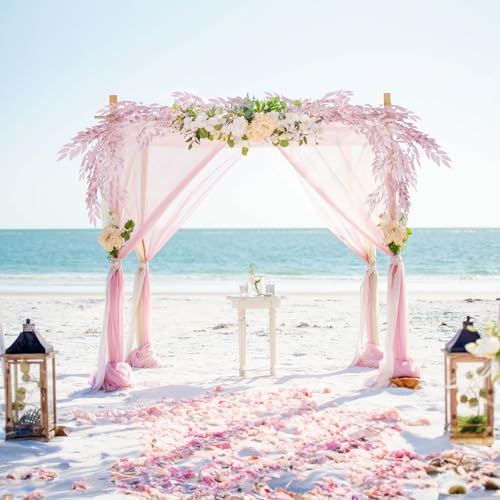 RECUTMS Artificial Willow Leaves Vine Hanging Pink Leave Garland 6.5ft | Fake Silk Leaf, Faux Twig Rattan Wreath, For Home Wedding Birthday Party Decor, Christmas & Anniversary, Indoor Outdoor - color: Pink