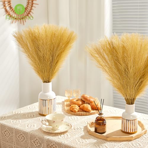 Alecono 𝟯𝟬𝙋𝙘𝙨 Pampas Grass 17in, Gold Decor for Home Decoration, Faux Pampas Grass Decor for Wedding Centerpieces Birthday Party - color: Golden, size: 30pcs