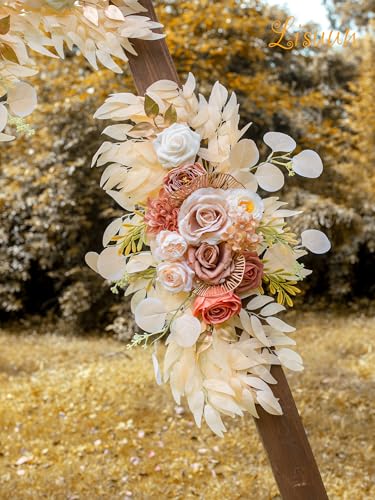 Lisuun Wedding Arch Flowers, Artificial Flowers for Decoration, Large Flower Swag for Boho Styles Wedding Ceremony Floral Decor - Pack of 2 - color: Champagne