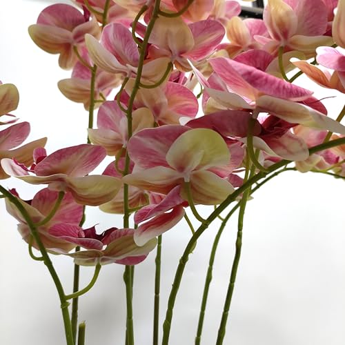 ATFL 8 Pack Pink Orchid Artificial Flowers Real Touch, 32'' Artificial Fake Faux Silk Orchid Stem Bouquets for Wedding Party Home Garden Decor,Orquideas Artificiales para Decora (excluding The Pot) - color: Pink