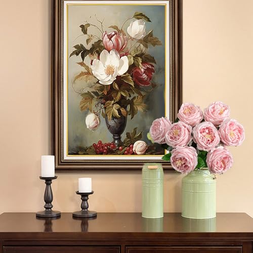 4 Pcs Real Touch Peonies Artificial Flowers, 3.5'' Big Bloom Austin Rose Peony Latex Fake Flower with Stems for Wedding Bouquet Party Valentines Arrangement Home Kitchen (Light Pink) - color: Light Pink
