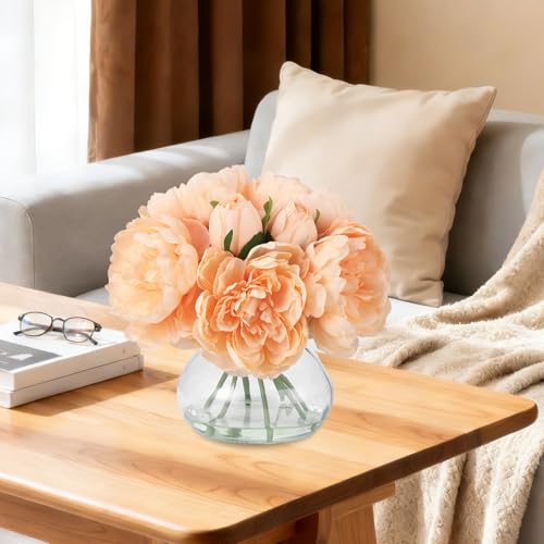 GarveeHome Artificial Peony Flower, Faux Peony Flowers Stems for Vase, Silk Fake Flowers for Home Table Office Wedding Party Decor (Peony, Champagne) - color: Peony, Champagne