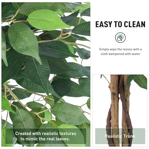 Artificial Ficus Tree 4ft, Artificial Plants Indoor with Realistic Leaves & Trunk, Fake Plants for Home Office Living Room Decor. - style: 4ft