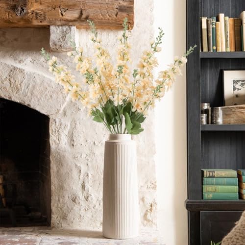 6PCS Nude Delphinium Artificial Flowers 33" Larkspur Silk Flowers Long Stem Artificial Flowers for Tall Vase Wedding Centerpieces for Tables Home Decor Indoor (Nude) - color: Nude